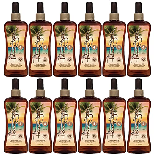 Panama Jack Sunscreen Tanning Oil - SPF 4, PABA, Paraben, Gluten & Cruelty Free, Antioxidant Formula with Exotic Oils and Fruit & Nut Extracts, 8 FL OZ (Pack of 12)