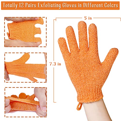 Exfoliating Shower Gloves 24 Pcs with Hanging Loop