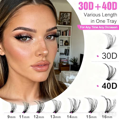 DIY Lash Extension Kit 280PCS Clusters 30D+40D with Bond & Seal