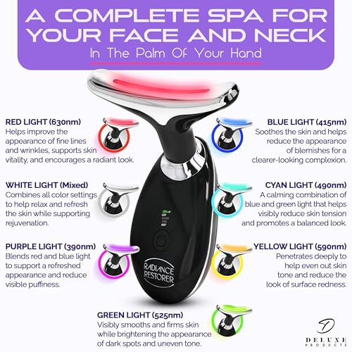 Radiance Restorer - Complete Wrinkle, Massage & Aromatherapy System - 7-Color LED Light Therapy, 3 Massage Functions, *Plus Heat!* - *Choice of Aromatherpay Massage Oil* - *Web App!* (Lavender)