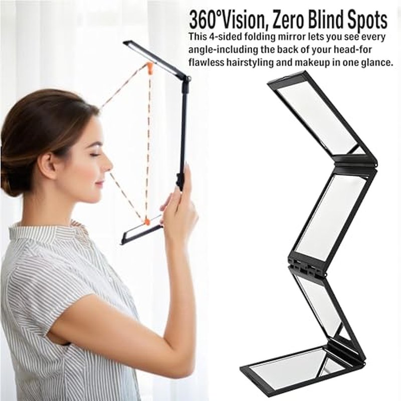 4-Way 360° Makeup Mirror + 15X Magnifying Mirror Set