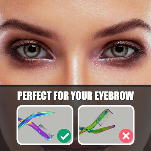 Eyebrow Trimmer Scissor With Comb, Eyebrow Trimmers, Professional Precision Eyebrow Trimmer, Eyebrow Trimmer Scissors with Combs, A Must-have Makeup Tool (Color Titanium)