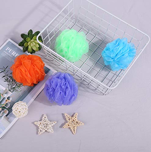 Bath Sponges 8-Pack Colorful Mesh Pouf Exfoliating Scrubber