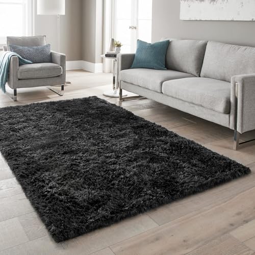 Ophanie 5x8 Black Rugs for Living Room, Fluffy Furry Shaggy Fuzzy Area Rug, Carpets for Bedroom Shag Plush Soft Large, Kids Home Decor Aesthetic