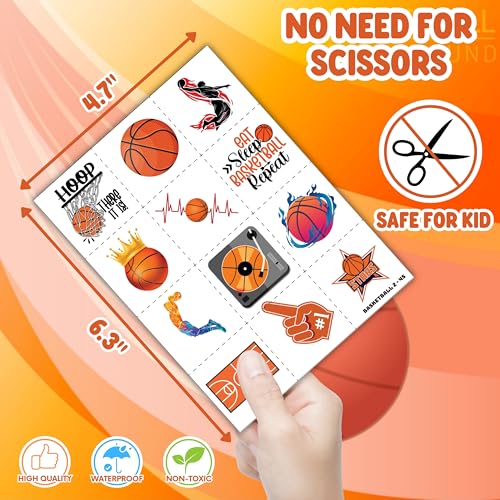 72PC Basketball Party Favor Set - Temporary Tattoos & Slap Bracelets