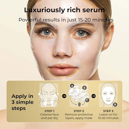 STARSKIN VIP Gold Bio-Cellulose Face Mask Pack of 1 - Korean Hydrating & Anti-Aging Skin Care