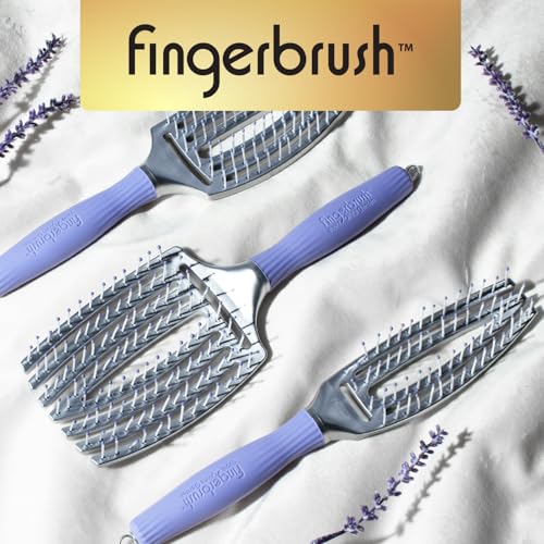 Olivia Garden Fingerbrush Curved and Vented Paddle Brush for Blow Drying - Ideal for Styling and Detangling All Hair Types - Scalp Massager Brush