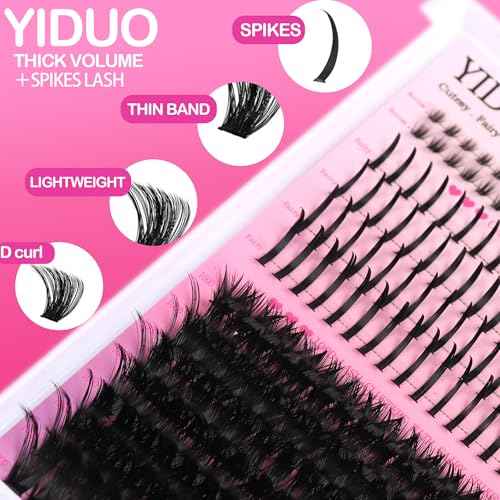 Lashes Clusters Kit Bottom Lashes with Spikes 100D Cluster Eyelash Extensions Kit 10-120mm D Curl Volume Manga DIY Individual Strips Lashes Thick with Lash Bond and Seal Tweezers Remover