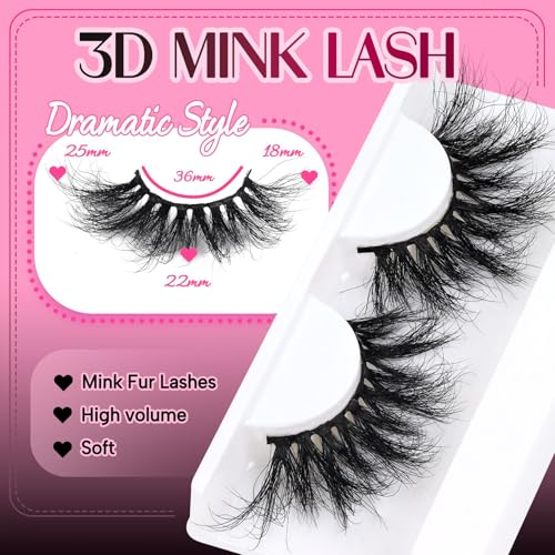 Veleasha 25mm 3D Mink Lashes - Dramatic Long Fluffy Eyelashes