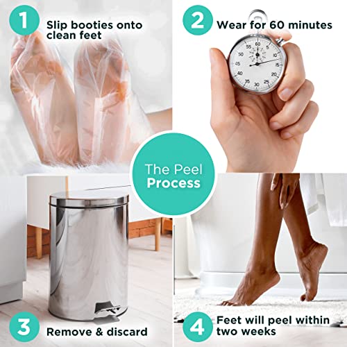 DERMORA Foot Peel Mask - 4 Pack of Regular Size Skin Exfoliating Foot Masks for Dry, Cracked Feet, Callus, Dead Skin Remover for Baby Soft Feet, Original Scent