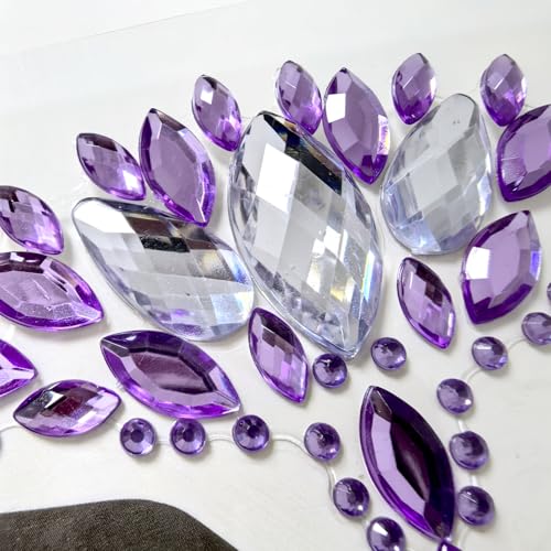 Purple Rhinestone Face Stickers 2-Pack – Waterproof Self-Adhesive Gems