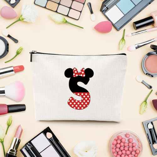 Cute Cartoon Mouse Gifts Initial A-Z Personalized Makeup Bag Monogrammed Cosmetic Bags Magic Mouse Stuff Funny Mouse Themed Gifts Mouse Lover Gifts Wizard Gifts Birthday Gifts for Women Girls (S)