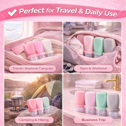 1 oz Silicone Travel Bottles, Leakproof Squeeze Bottle 4 Pack
