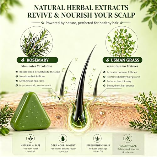 Htcpuo Rosemary Scalp Revival Shampoo Bar for Hair Repair & Nourishment