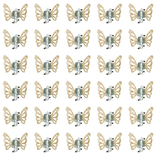 Wecoe 30pcs Small Butterfly Hair Clips Mini Claw Clips Cute Gold Hair Clips Metal Decorative Tiny Hair Clips Kid Baby Toddler Halloween Hair Accessories Women Girls Gift