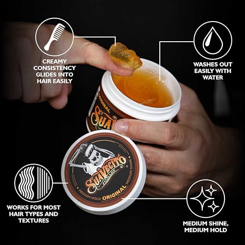 Suavecito Pomade For Men - Medium Hold Shine Water Based oz Pack Wax Like Flake All Day Hair Free Gel Hairstyles Easy To Wash Out