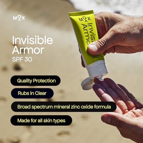 Mox Invisible Armor SPF 30 Sunscreen (2.0 oz) - Daily Mineral Zinc Oxide Sunscreen - Broad Spectrum Sun Protection - Goes On Easy - Rubs in Clear - With Moisturizing Shea Butter and Aloe Vera