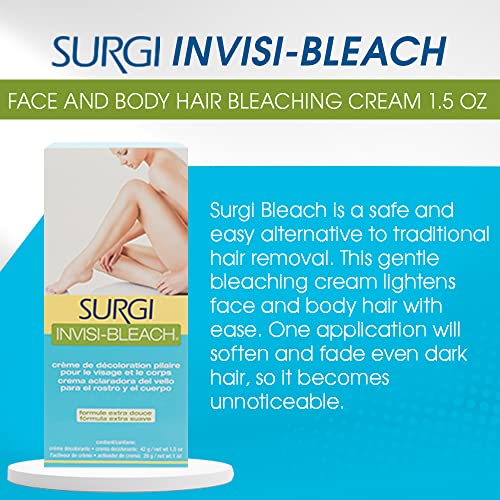 Invisi Bleach Face & Body Hair Lightening Cream - Blue, 1.5 oz - Sensitive Skin