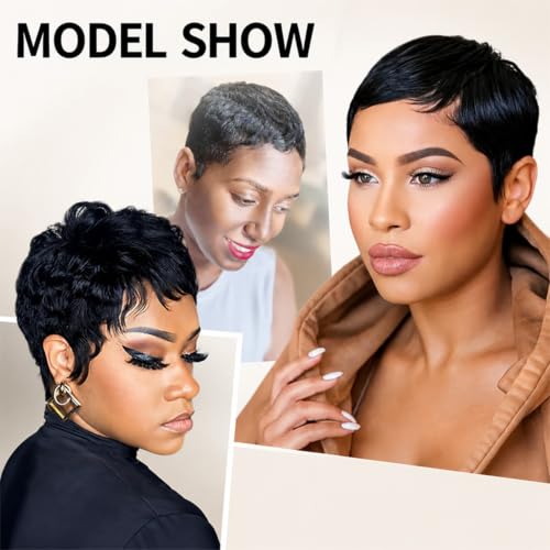 Short Pixie Cut Wig - Brazilian Virgin Human Hair for Black Women