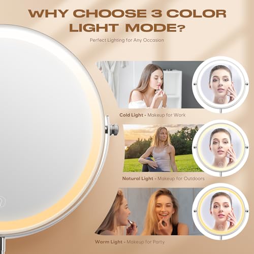 Dienmern Makeup Mirror with Lights 1X/20X Magnifying 360° Rotation