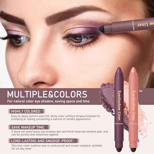 Freshlus Shadow Liner Duo - Shadow Liner 2-In-1 Eyeliner & Eyeshadow Plum, Waterproof & Smudge-Proof, All-Day Wear with Smudge Brush, Creamy Easy-Glide, For Effortless Smoky Or Natural Eye Makeup
