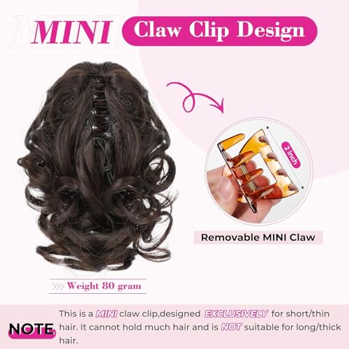 REECHO Curly Ponytail Extension Claw Clip 9" Short