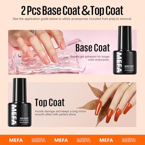 MEFA 19 Pcs Gel Nail Polish Kit with UV Light - 12 Colors Fall Set