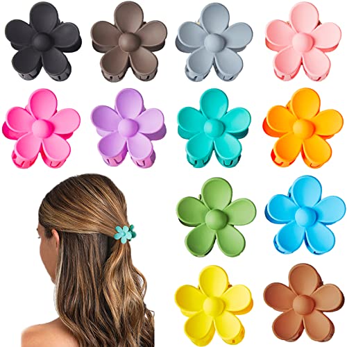 12-Pack Small Flower Hair Claw Clips, 1.37 Inch Mini Jaw Clips