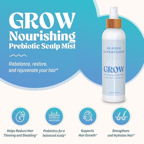 Akasha Superfoods Grow Scalp Mist, Ocean Prebiotics & Rosemary, 3.3oz