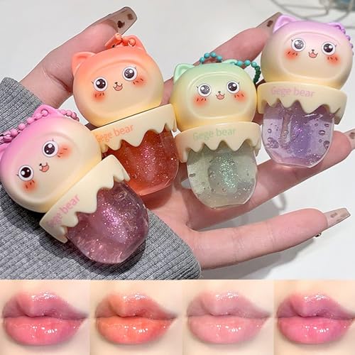 4-Piece Fruit Flavored Lip Gloss Oil Set for Girls