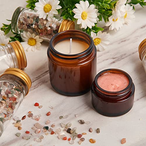 1oz Amber Glass Jars with Lids, 25-Pack Travel Containers