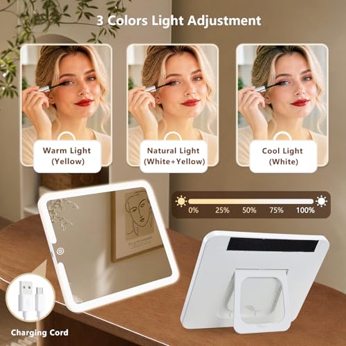 Faquenc LED Makeup Bag with Mirror - 10.2" Travel Train Case