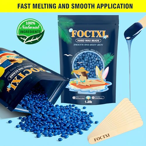 Hard Wax Beads, 1.2lb Wax Beans for Hair Removal Sensitive Skin + 10 Large Applicator Sticks - Coarse Hair Formula ? Brazilian Bikini, Face, Eyebrows, Underarms, Arms, Chest, Back, Legs(544g)