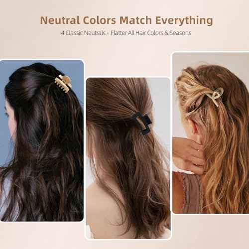Hair Clips for Thin/Medium Fine Hair, 12Pcs Matte Small Claw Clips Mini Claw Hair Clip, 1.8 Inch Nonslip Jaw Clips with Gift Box