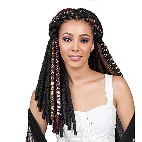 Bobbi Boss Accent Threaded Crochet Braid Hair Bae Locs Gold 20" (6-PACK, 27)