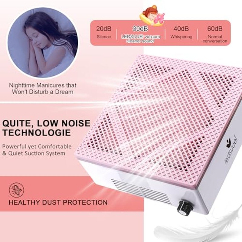80W Nail Dust Collector Super Powerful Dust Collector Nail Tech with Reusable Filter Adjustable Nail Vacuum Dust Collector Electric Dust Suction Machine for Acrylic Gel Nail Polishing