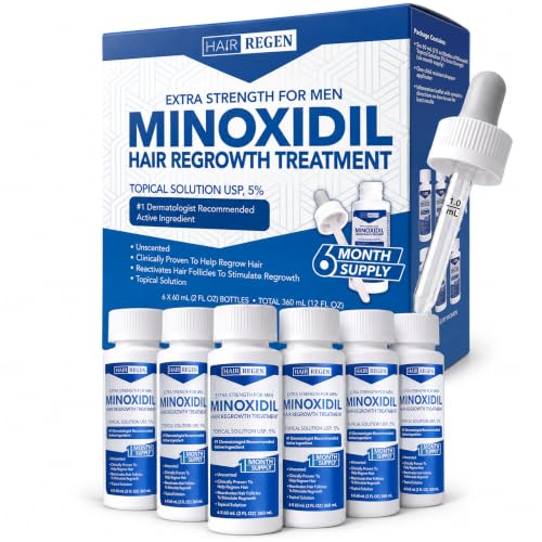 Men's Minoxidil Hair Regrowth Liquid 5% Topical Solution for Thicker Hair