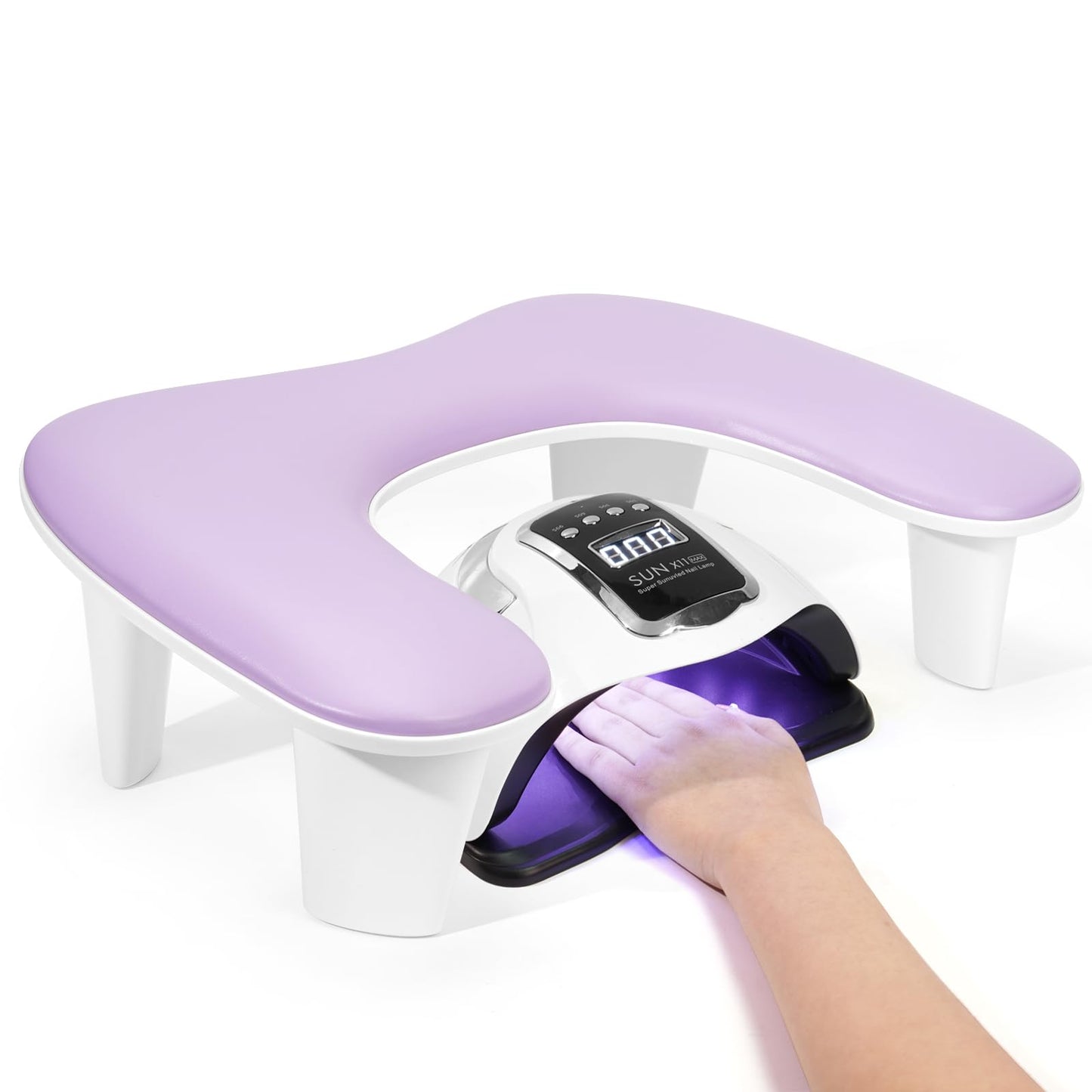 Arm Rest for Nails Tech: U-Shaped Manicure Nail Arm Rest Stand Purple Big Armrest Microfiber PU Leather Hand Rest Pillow for Acrylic Nail Cushion