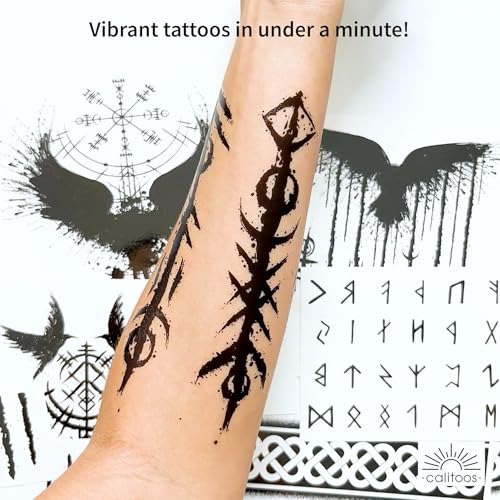 Viking Temporary Tattoos - 14 Sheet Pack with Ravens & Runes