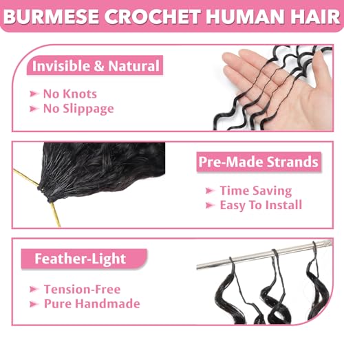Burmese Curly Crochet Hair 18 Inch - 60g Pre-Separated Extensions