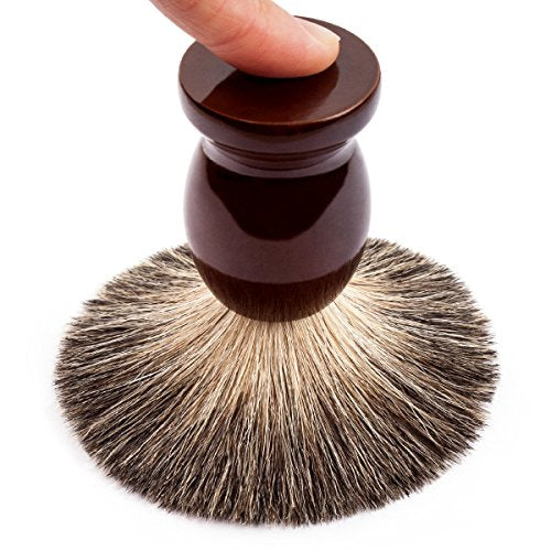 QSHAVE 100% Best Original Pure Badger Hair Shaving Brush Handmade. Real Wood Base. Perfect for Wet Shave, Safety Razor, Double Edge Razor