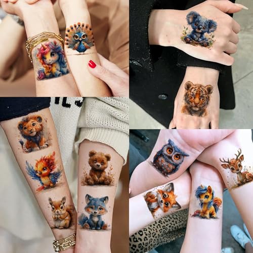 132 PCS 3D Cartoon Animal Temporary Tattoos for Kids - COKTAK