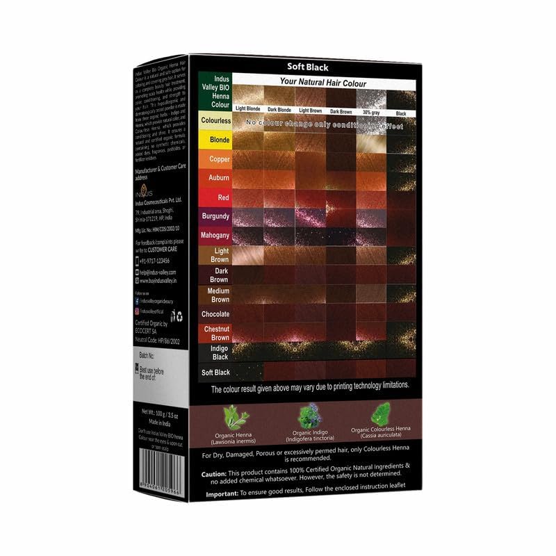 Indus Valley Organic Henna Hair Dye Powder - 100% Natural Grey Coverage