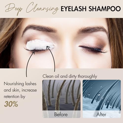 Lash Shampoo Concentrate Lash Cleaning for Eyelash Extensions Anti-allergic Hypoallergenic and Non-irritation Cleanser for Salon & Home Use(14 bags)