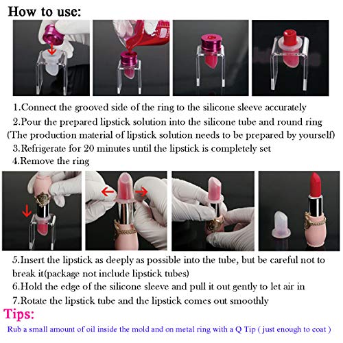 DIY Lipstick Mold Set - 9 Pcs Silicone Molds with 12.1mm Tube
