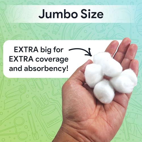FifthPulse Premium Jumbo Cotton Balls - 100% Soft Cotton, 150 Count