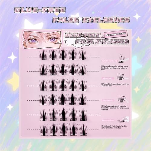 Self-Adhesive Pre-Glued Rogue Doll Cluster Eyelash Extensions, 10-14mm Reusable, DIY Waterproof Cluster Lashes with 12H Hold, No Glue Needed, Easy to Apply, Natural Look Cluster Lashes (03 Rogue Doll)