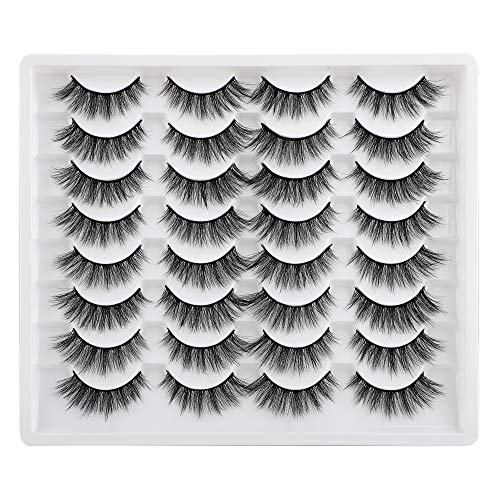 JIMIRE 16 Pairs Cat Eye False Eyelashes Fluffy Natural Fake Lashes 3D Volume Lashes Pack for Cat-Eye Look