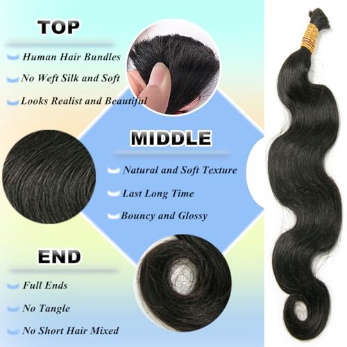 Y WIGS 18-Inch Body Wave Human Braiding Hair - 50G Bulk for Boho Styles