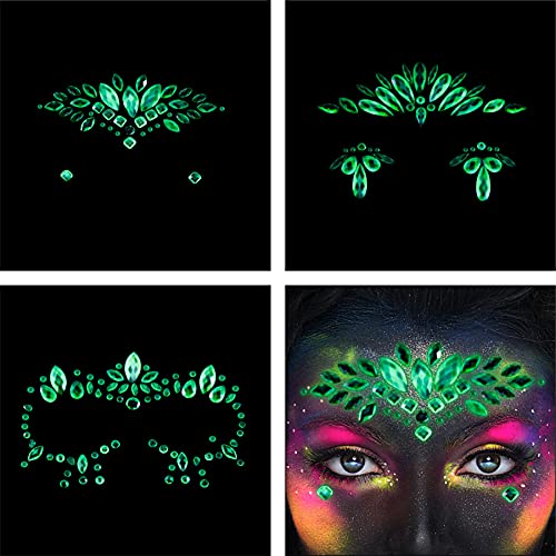 Luminous Face Gems & Glitter Kit - 6 Sheets Rhinestone Stickers